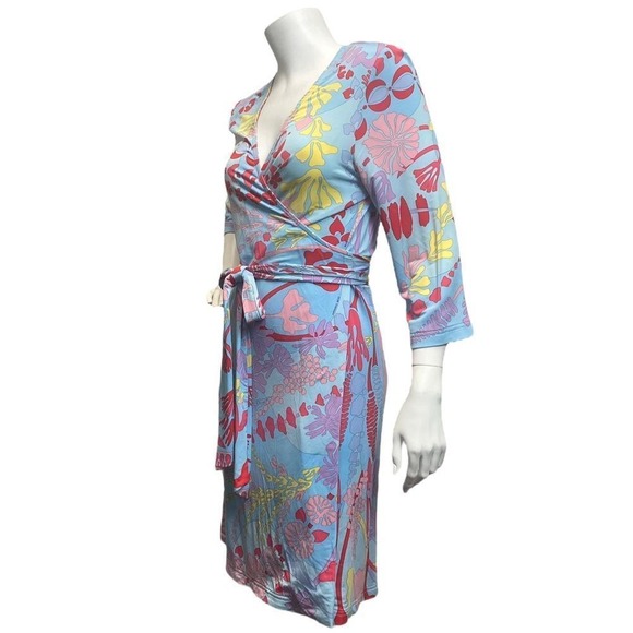 AVERARDO BESSI True Wrap Multicolor Dress Sz 10 Jersey Liquid Knit Formal - Picture 4 of 8